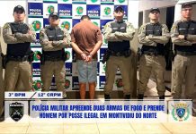 Polícia Militar aprende duas armas de fogo e prende homem por posse ilegal em Montividiu do Norte