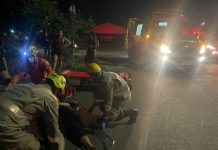 Bombeiros socorrem motociclista ferida após colisão com animal em Goianésia